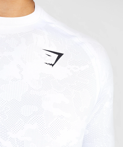  GYMSHARK GEO SEAMLESS T-SHIRTS - WHITE 