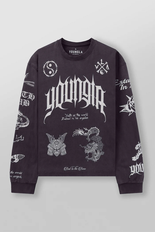  YOUNGLA - 8046 - BMF Long Sleeves -Deep Purple Wash 