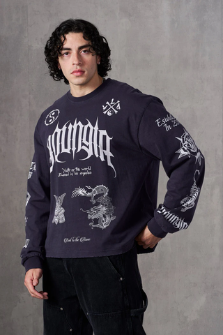  YOUNGLA - 8046 - BMF Long Sleeves -Deep Purple Wash 