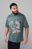  Youngla 4116 - Floral Skull Tees - Forest Green 