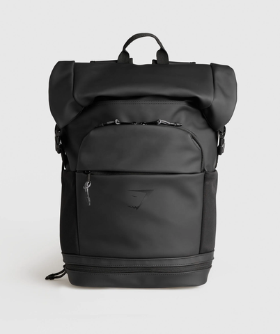  Sleek Backpack Roll Top  - BLACK 