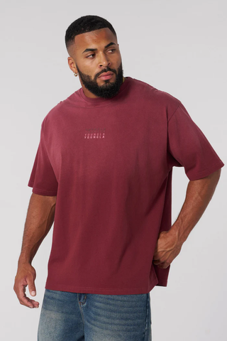  4052 - Repeated Emblem Tees - Burgundy Wash 