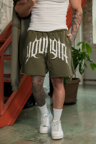  1009 - Deconstructed Terry Shorts - Olive Wash 