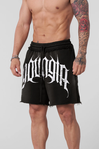  1009 - Deconstructed Terry Shorts - BLACK WASH 