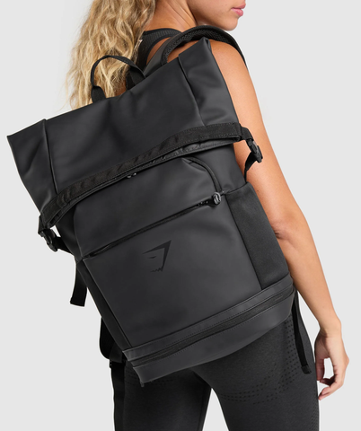  Sleek Backpack Roll Top  - BLACK 