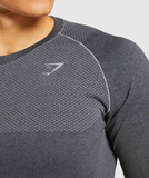  GYMSHARK Vital Ombre SEAMLESS T-SHIRTS - Smokey Grey Marl / Black 