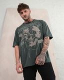  Youngla 4116 - Floral Skull Tees - Forest Green 
