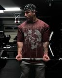  Youngla 4116 - Floral Skull Tees - Dark Red 