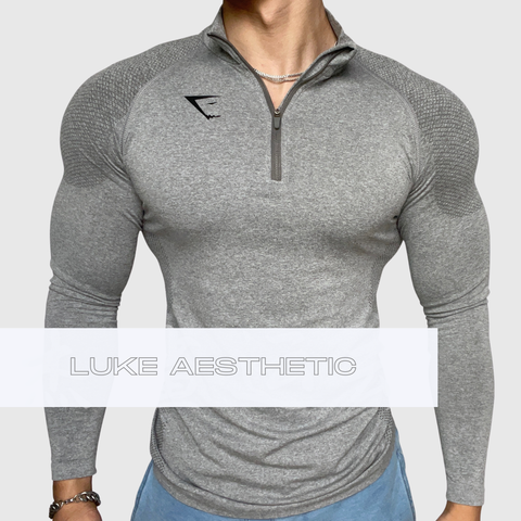  1/4 zip VITAL SEAMLESS LST-SHIRT - GREYMARL 