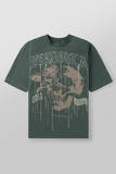  Youngla 4116 - Floral Skull Tees - Forest Green 