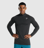  Vital Light 1/4 Zip SEAMLESS LST-SHIRT - BLACK 