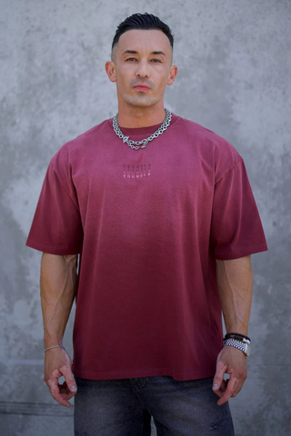  4052 - Repeated Emblem Tees - Burgundy Wash 