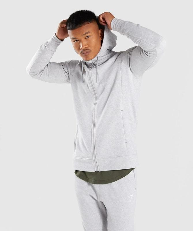  GYMSHARK PRINCIPLE ZIP HOODIE - LIGHT GREY 