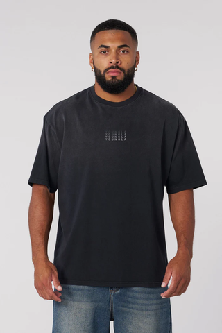  4052 - Repeated Emblem Tees - Black 