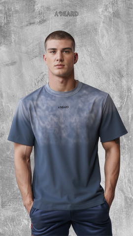  ASGARD OMBRE SPRAY OVERSIZE TEES - NAVY WASH 