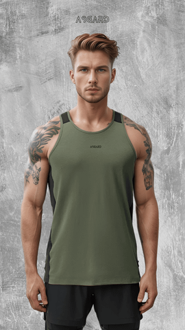  ASGARD SINGLET TANKTOP - OLIVE / BLACK 