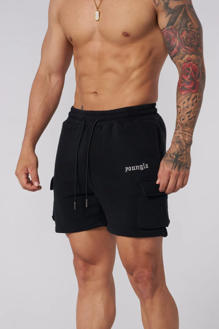  YOUNGLA - 1039 - 3D Cargo Shorts - Black 