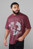  Youngla 4116 - Floral Skull Tees - Dark Red 