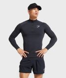  1/4 zip VITAL SEAMLESS LST-SHIRT - BLACK 