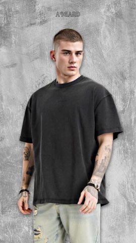  ASGARD SOFTWASH OVERSIZE TEES - BLACK 