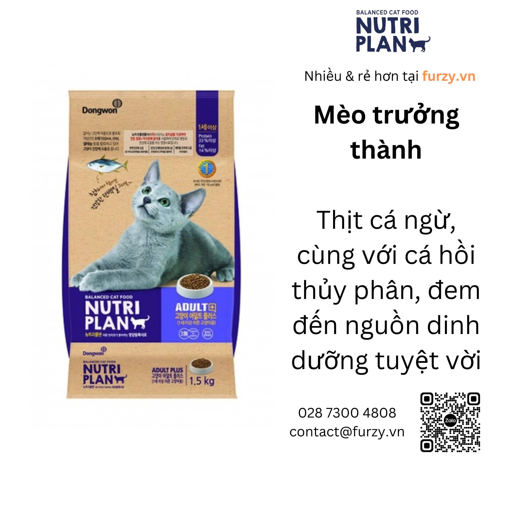 Nutri Plan Thức Ăn Hạt Cho Mèo Trưởng Thành Adult Plus - Furzy Vietnam