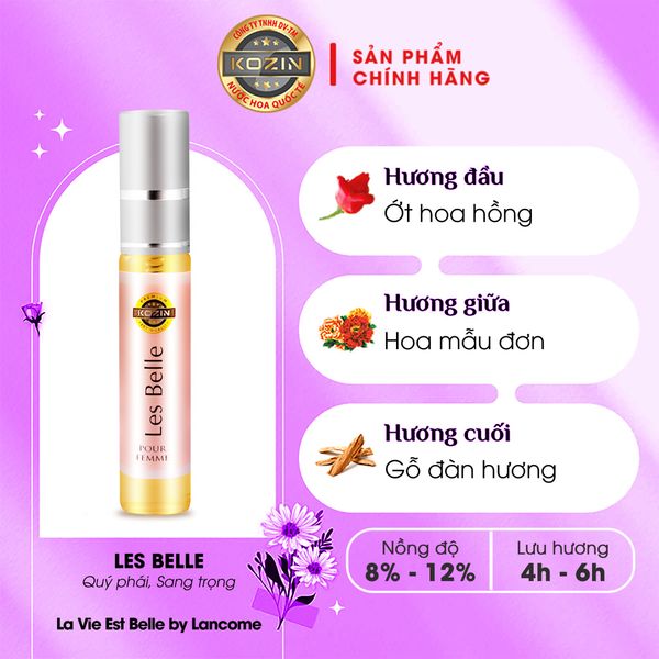 Nước hoa nữ life style KOZIN LES BELLE 12ml (gốc hương La Vie Est Belle by Lancome)