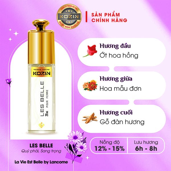 Nước hoa nữ life style KOZIN LES BELLE 20ml (gốc hương La Vie Est Belle by Lancome)