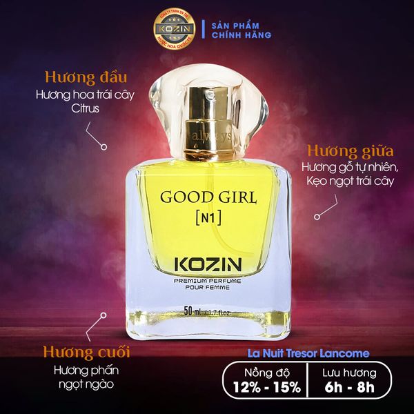 Nước hoa nữ cao cấp KOZIN GOOD GIRL N1 50ml (gốc hương La Nuit Tresor Lancome)