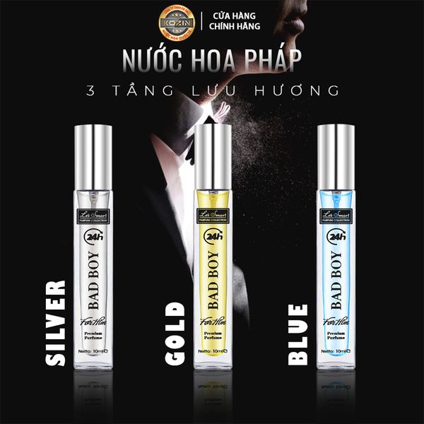 Nước hoa nam life style LE'S SMART BAD BOY 10ml SILVER (gốc hương Bleu De Chanel)