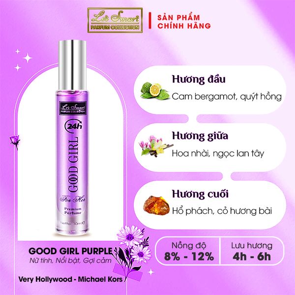 Nước hoa nữ life style LE'S SMART GOOD GIRL 10ml PURPLE (gốc hương Very Hollywood - Michael Kors)
