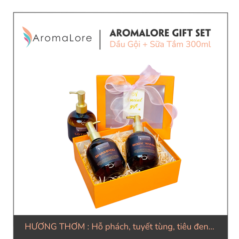  Bộ Quà Tặng Dầu Gội + Sữa Tắm + Túi + Thiệp AromaLore 
