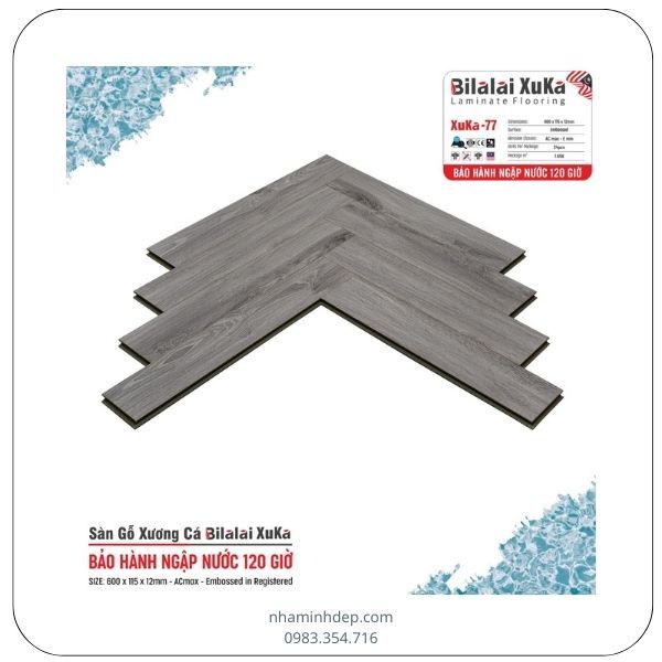Sàn gỗ công nghiệp dày 12mm Bilalai Xuka-77