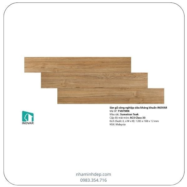 Sàn gỗ công nghiệp dày 12mm Malaysia Inovar TV879RN