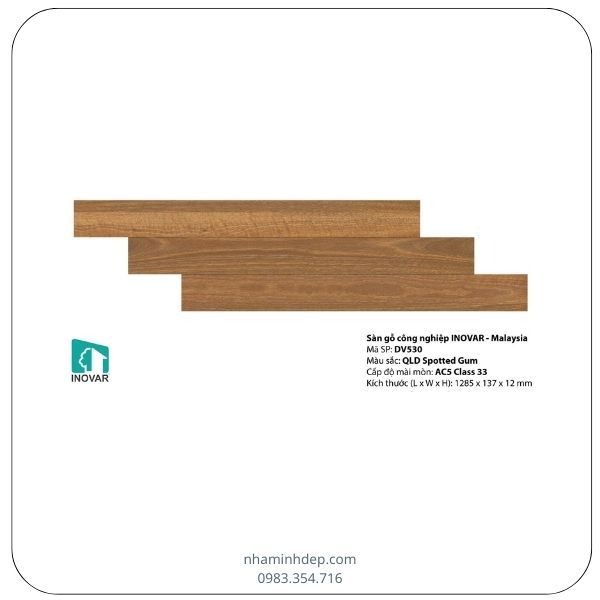 Sàn gỗ công nghiệp dày 12mm Malaysia Inovar DV530