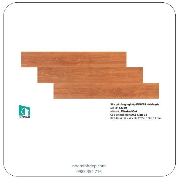Sàn gỗ công nghiệp dày 12mm Malaysia Inovar TZ330