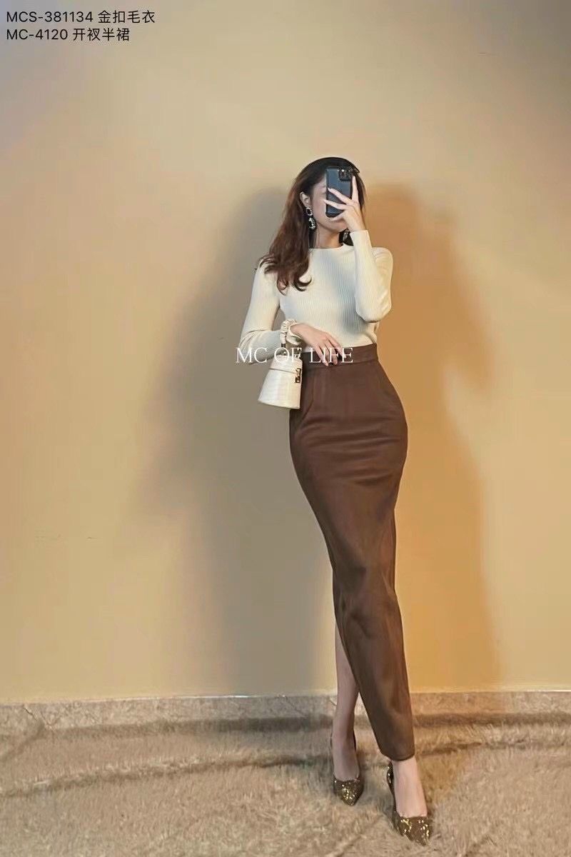 Chân váy thun lụa dáng dài ôm body  MixASale