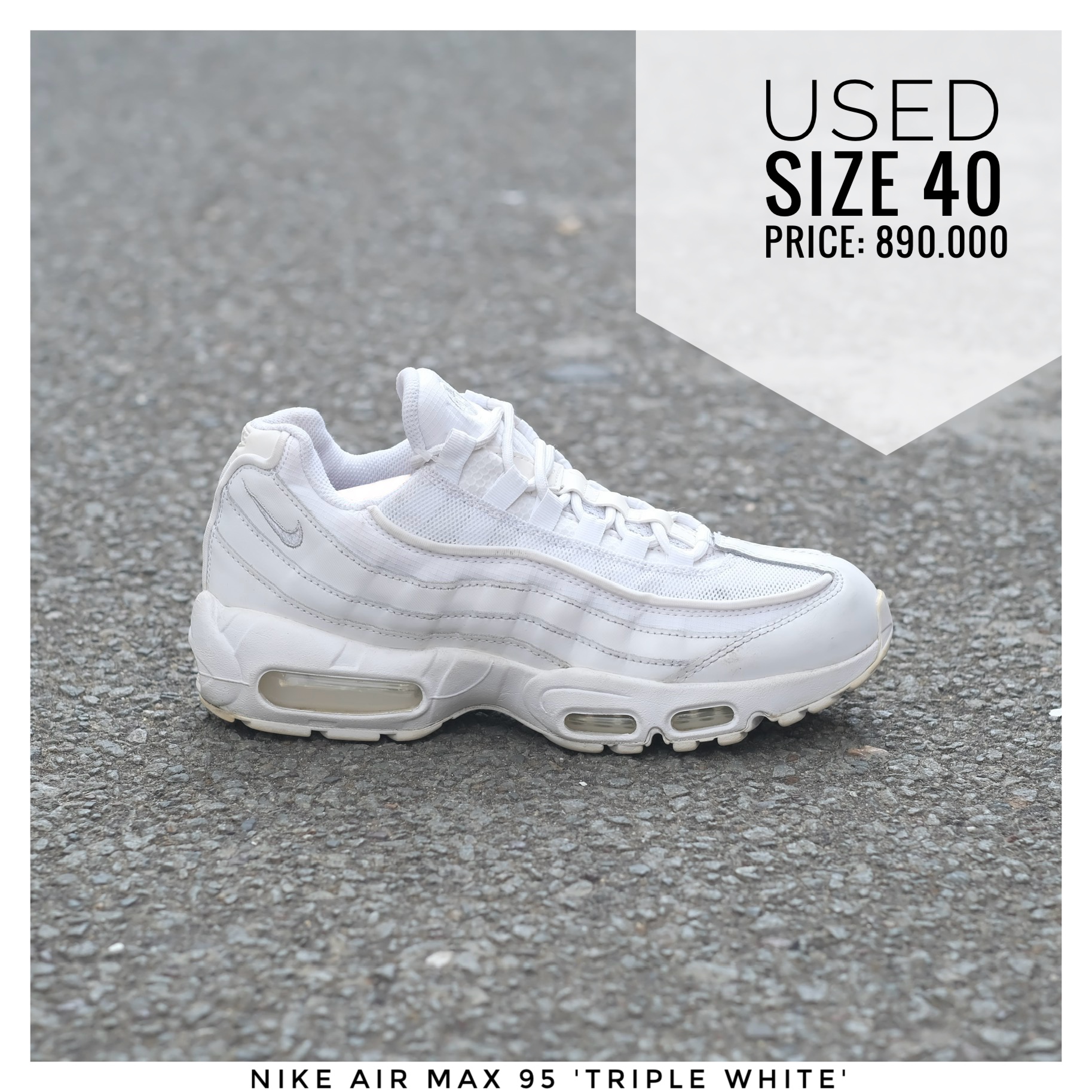 Giày Nike Nike Air Max 95 Very G2h Nike Air Max 95 'Triple White