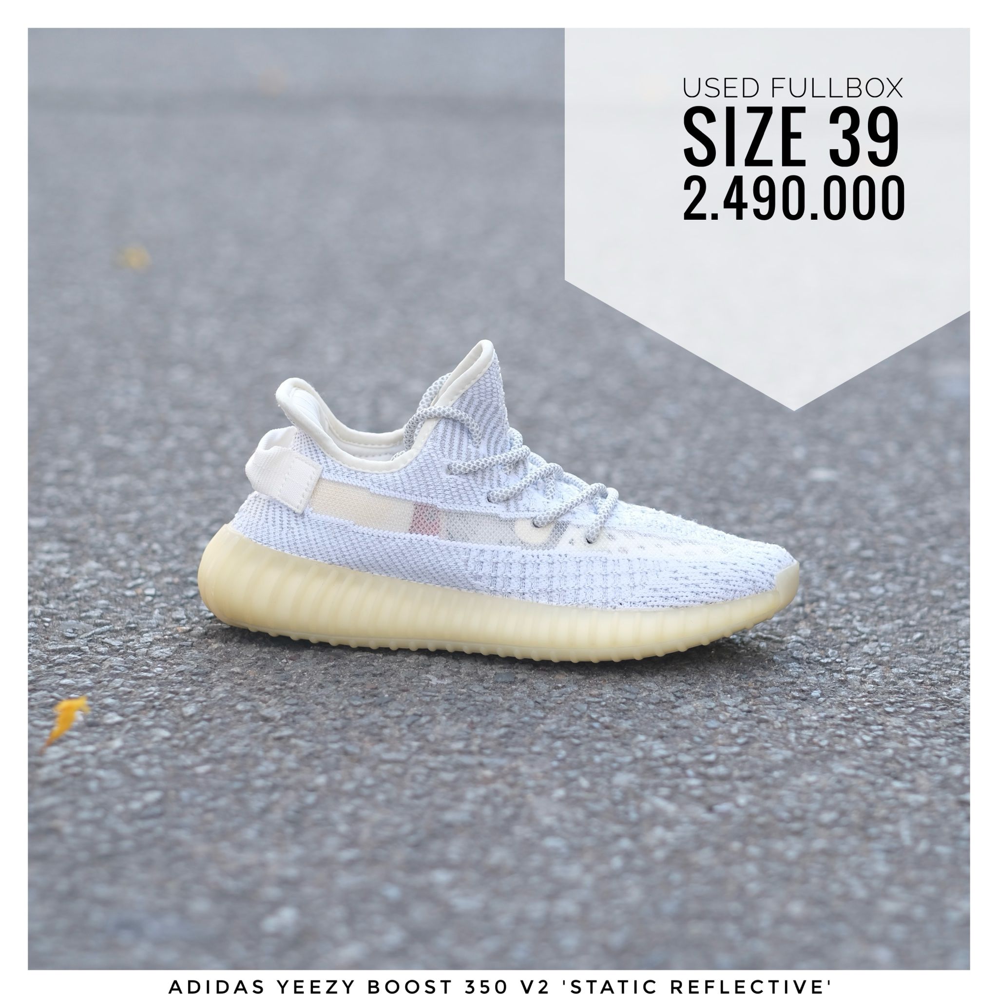 G2h FB Adidas Yeezy Boost 350 V2 'Static Reflective' 39 Giày