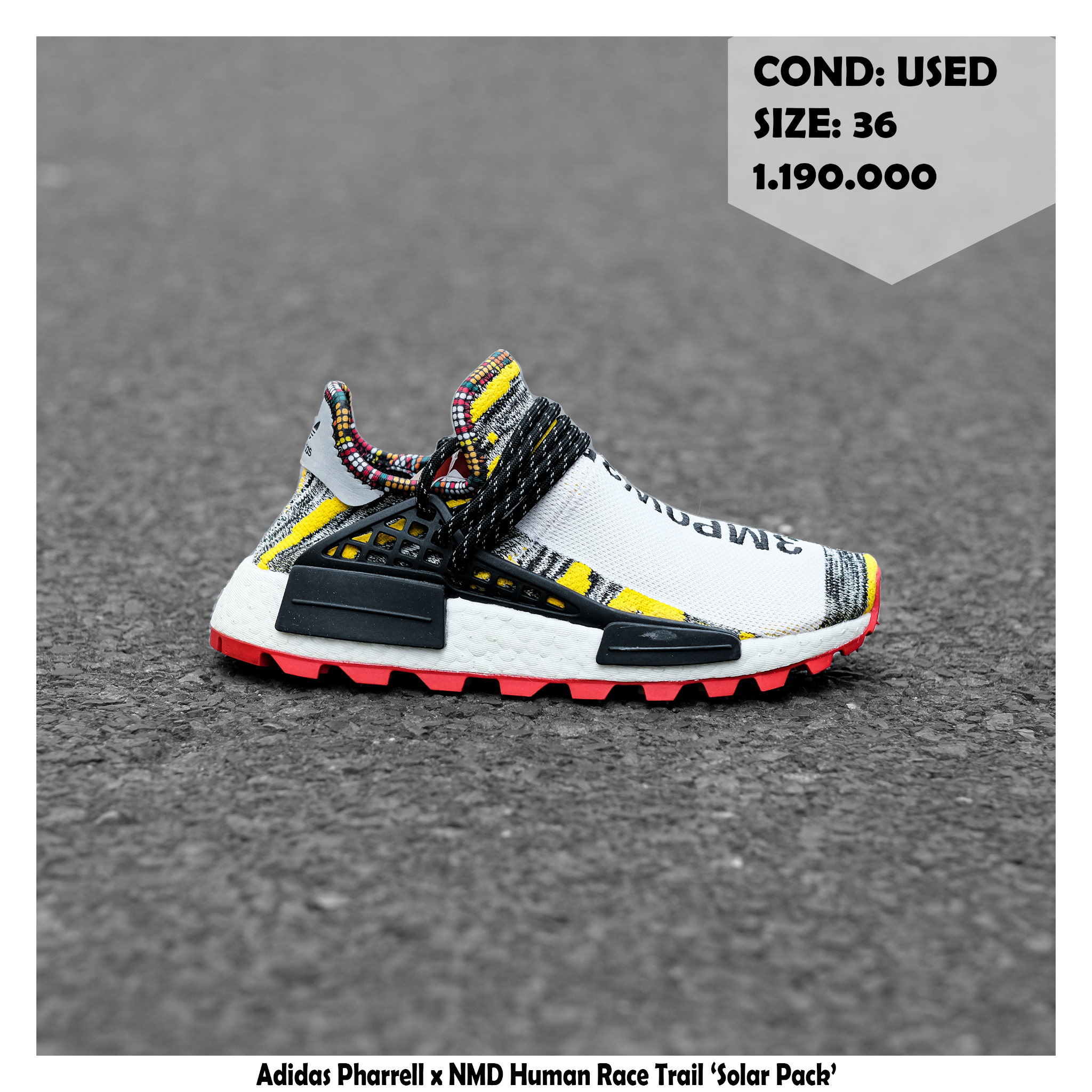 G2h Adidas Pharrell x NMD Human Race Trail 'Solar Pack' 36