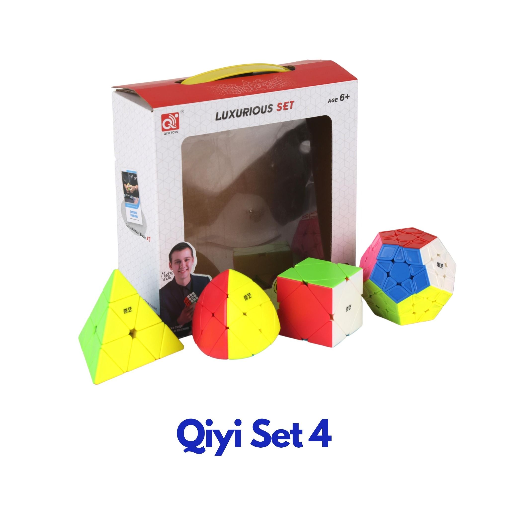  Combo 4 Rubik (Qiming -Pyraminx,Qicheng -Skewb,Qiheng S-Megaminx,Mastermorphix) Set 4 QiYi ( Không viền ) - ZyO Rubik 