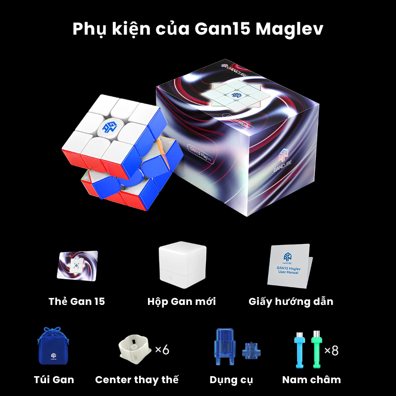 Rubik 3x3 Gan 15 Maglev/ Maglev UV Coated - Đồ Chơi Trí Tuệ - Zyo Rubik