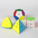  Combo 4 Rubik (Qiming -Pyraminx,Qicheng -Skewb,Qiheng S-Megaminx,Mastermorphix) Set 4 QiYi ( Không viền ) - ZyO Rubik 