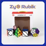  Combo Rubik/ Qiyi Set 3/ Qiyi Skewb, Qiyi Pyraminx, Qiyi Ivy, Qiyi Megaminx ( Viền Đen ) - ZyO Rubik 