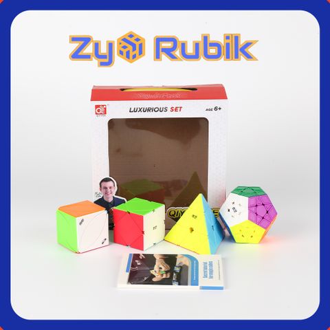  Combo 4 Rubik (Qiming -Pyraminx,Qicheng -Skewb,Qiheng S-Megaminx,Ivy cube) SET 5 QiYi ( Không Viền ) - ZyO Rubik 