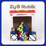  Combo Rubik/ Qiyi Set 3/ Qiyi Skewb, Qiyi Pyraminx, Qiyi Ivy, Qiyi Megaminx ( Viền Đen ) - ZyO Rubik 