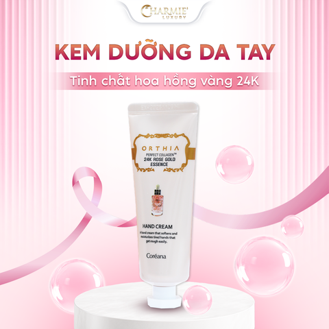  Kem dưỡng da tay tinh chất hoa hồng vàng 24K Orthia Perfect Collagen 24K Rose Gold Essence Hand Cream 