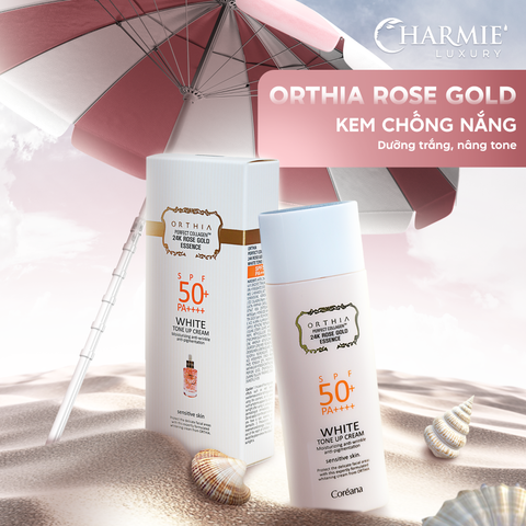  Kem chống nắng dưỡng sáng da nâng tone Orthia Rose Gold Essence White Tone Up Cream 