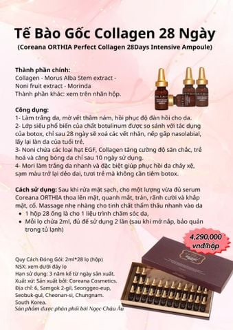  Tế bào gốc Collagen 28 ngày Coreana ORTHIA Perfect Collagen 28Days Intensive Ampoule (28D) 