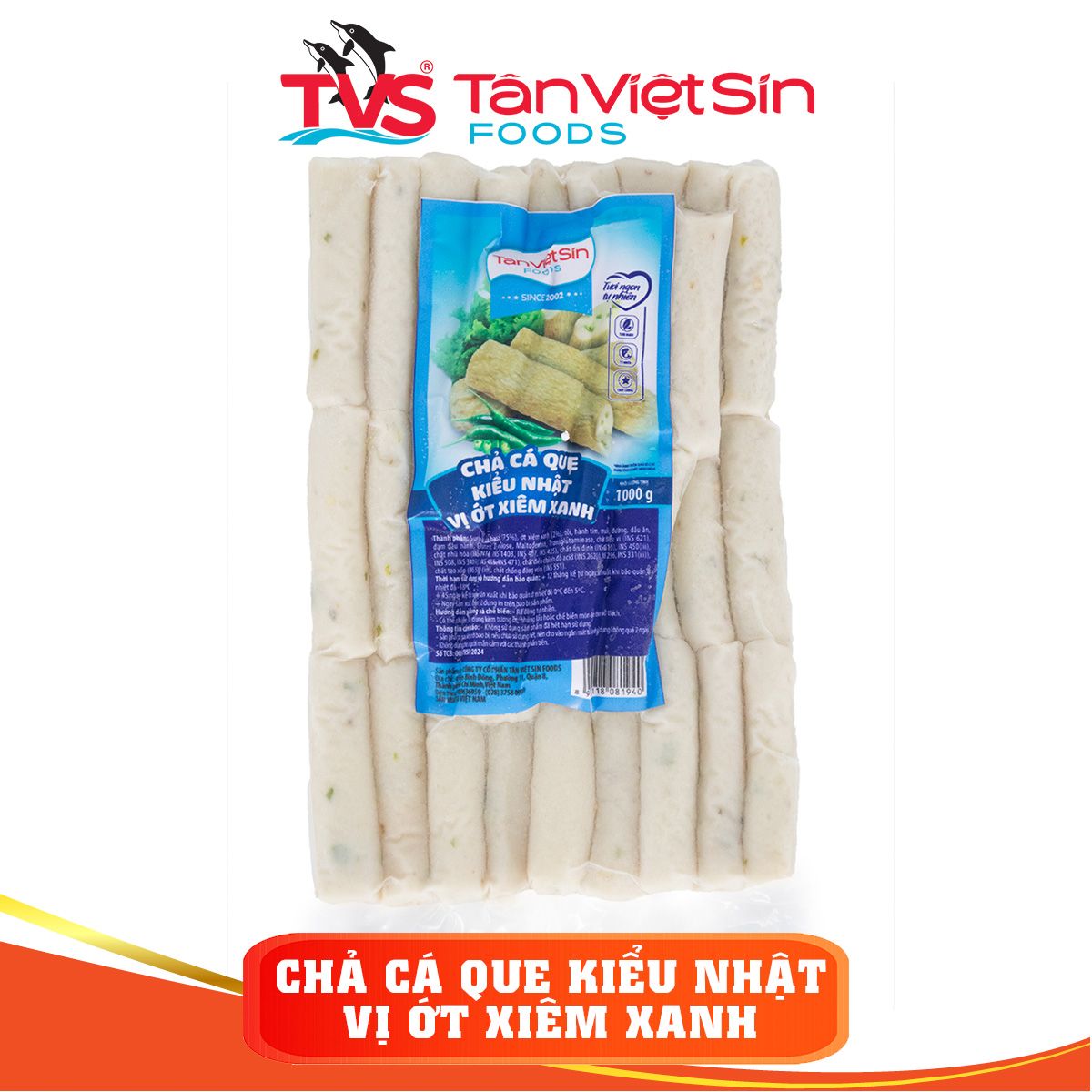  Chả cá que kiểu Nhật vị ớt xiêm xanh 1000g 