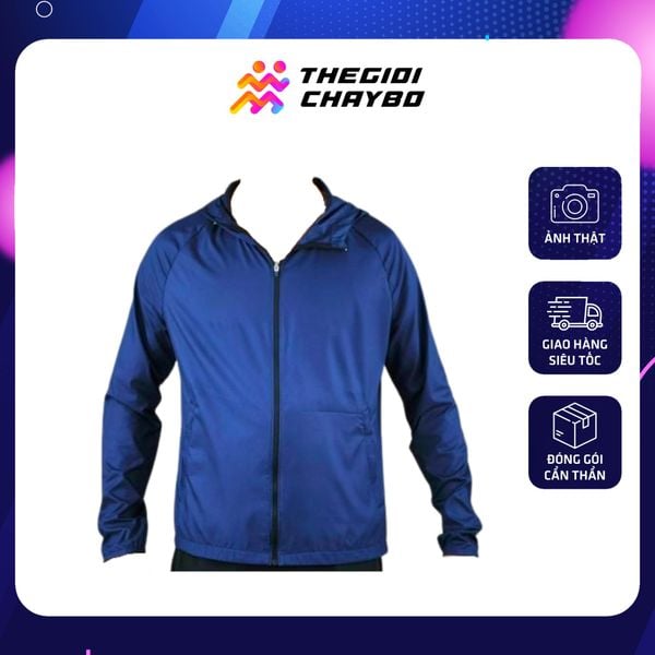  Áo Khoác Chạy Bộ Aspire Một Màu Có Nón APK110 - Xanh Navy 